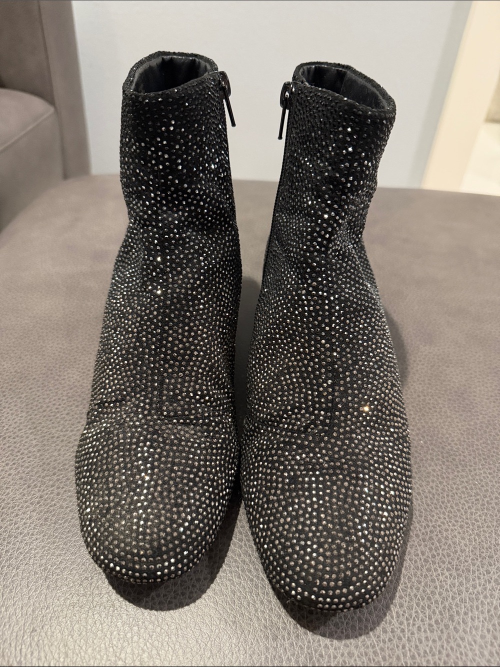 Aldo Black Rhinestone-Embellished Ankle Boots